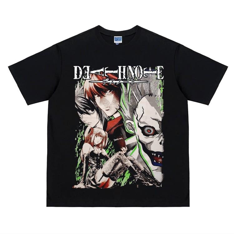 Death Note "Entanglement" Heavyweight Vintage Tee 100% Cotton OVERSIZED Anime T-shirt Menswear Top Crew Necks Tshirt Casual Streetwear Black Crewneck