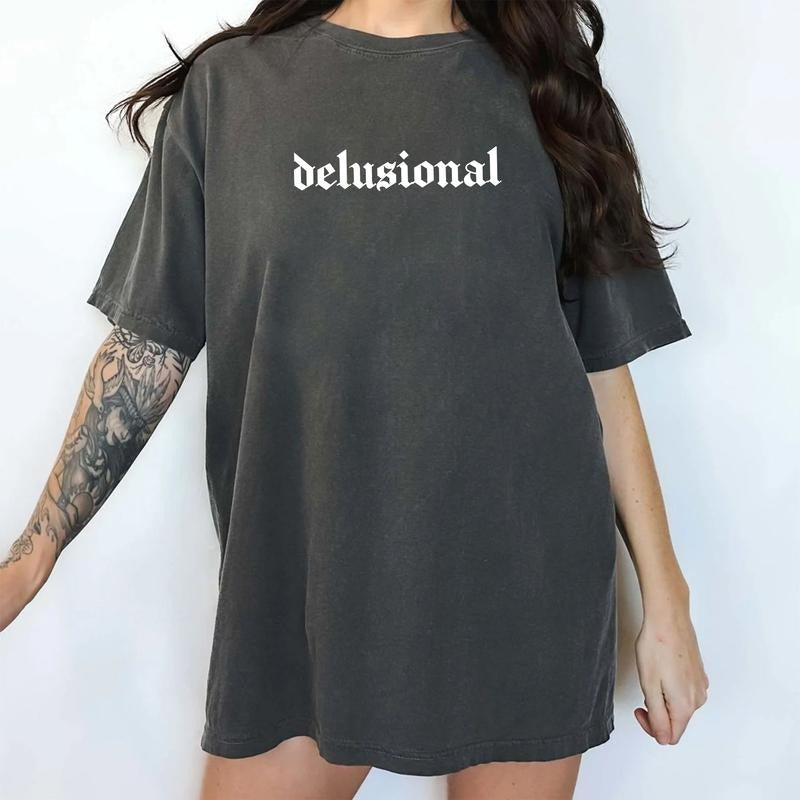 Delusional Vintage Shirt, Delusional Retro Tee, I Am 100% Delusional Graphic Printed Tee, Slightly Delusional But Very Hot Unhinged Shirt, Adult Tee, Funny Shirts For Women, Women's Top, Womenswear, Cotton Fabric Relaxed Tee