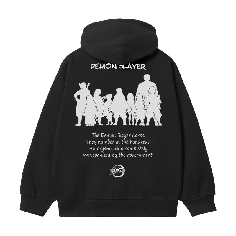 Demon Slayer "Group Photo Print" Heavyweight Vintage Hoodie Cotton Blend Classic Anime Sweatshirt Menswear Tops Pullover Long Sleeve Casual Biker Oversize Oversized Crewneck