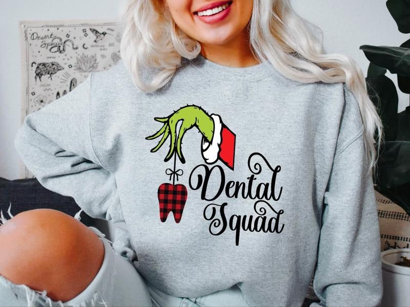 Dental Squad Christmas Sweatshirt, Funny Dental Assistant X-mas Gift Hoodie, Matching Dentist Student Sweater, Dental...