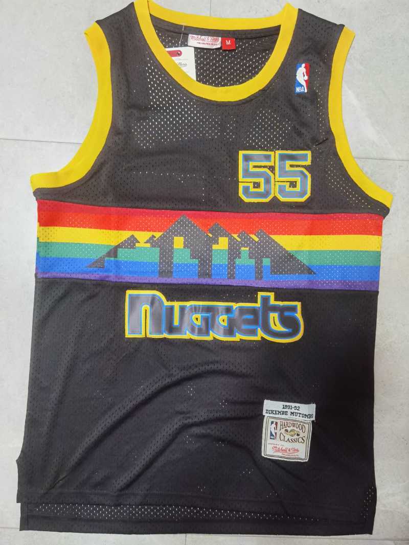 Denver Nuggets #55 Dikembe Mutombo Nuggets 55 # Black Retro Edition Jersey Style 2