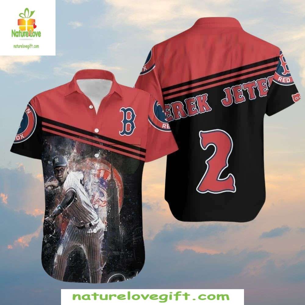 MLB Hawaiian Shirt Derek Jeter Tribute Red Sox Legend Series Baseball Apparel