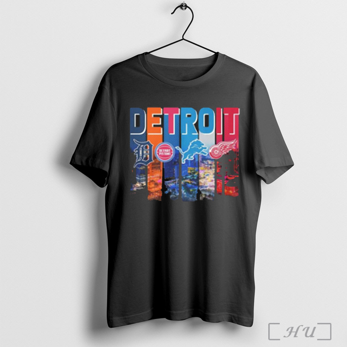 Detroit City Sports Team Skyline Tigers Pistons Lions And Wings 2025 T Shirt
