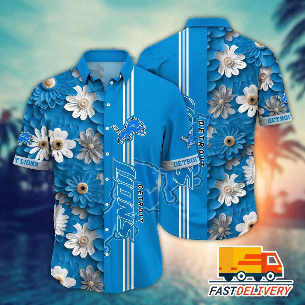 Detroit Lions Hawaiian Shirt Floral Burst Design 564138