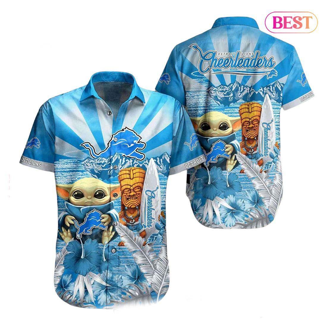 Detroit Lions Grogu Hawaiian Shirt Island Adventure 995698