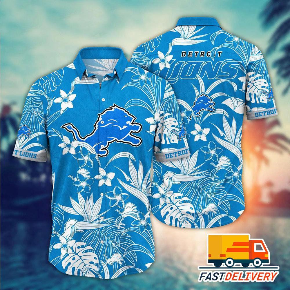 Detroit Lions Hawaiian Shirt Island Flora Design 372742