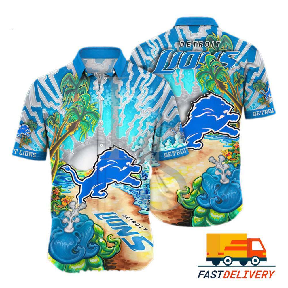 Detroit Lions Hawaiian Shirt Ocean Vibes Design 837902