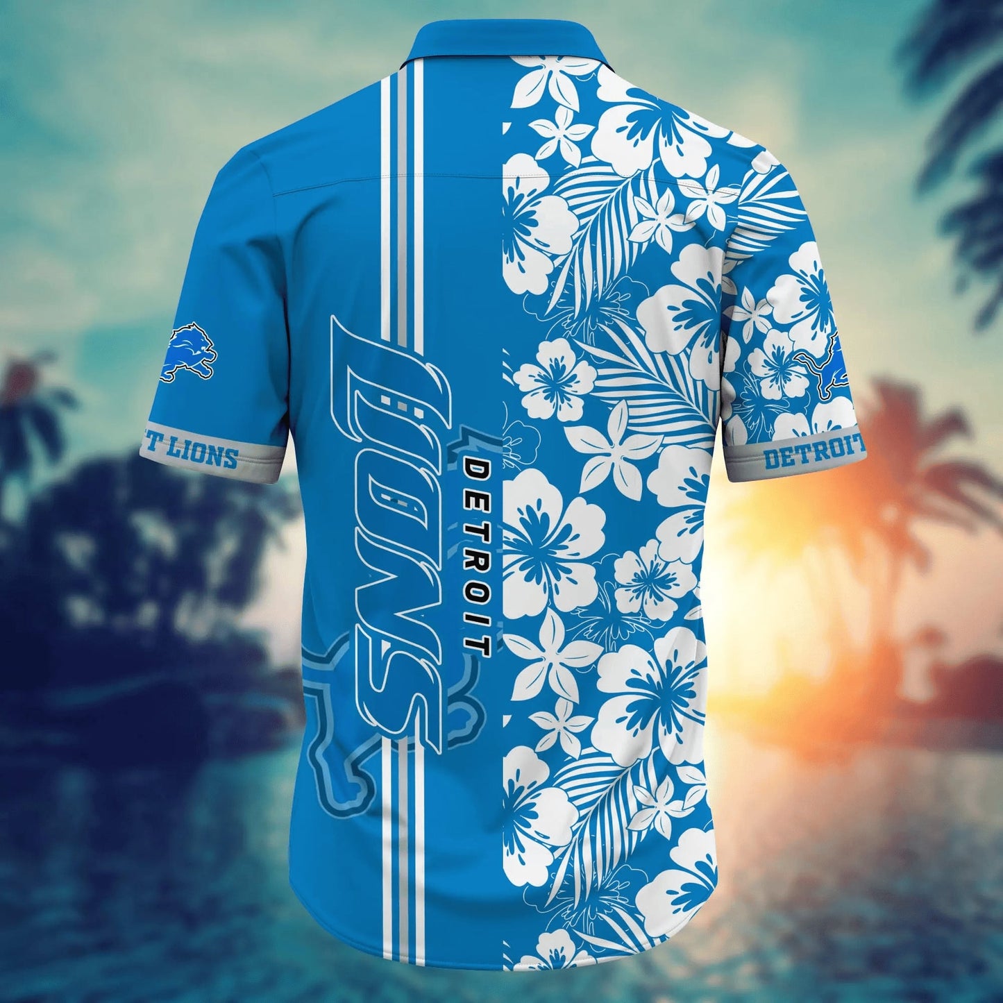 Detroit Lions Hawaiian Shirt Tropical Stripe Design 452267