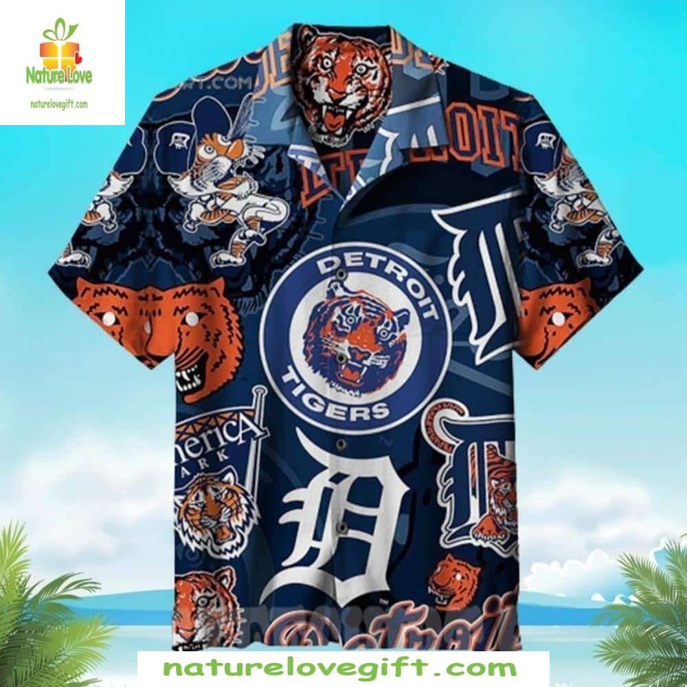 Detroit Tigers Hawaiian Shirt Mascot Print Stylish Baseball Apparel DLSIP7T6