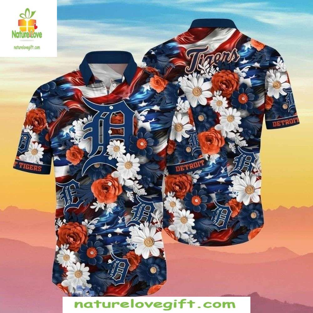 Detroit Tigers Hawaiian Shirt Stylish Baseball Floral Aloha Apparel