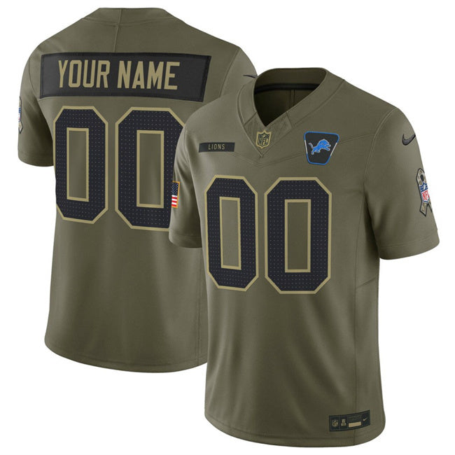 Detroit Lions Active Player Custom Olive 2025 F.U.S.E. Salute to Service Limited