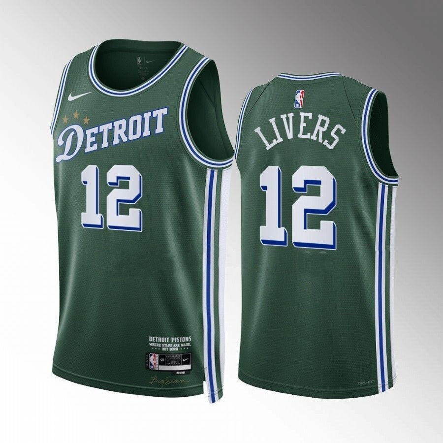Detroit Pistons #12 Isaiah Livers-2022-23-city-edition-green-jersey
