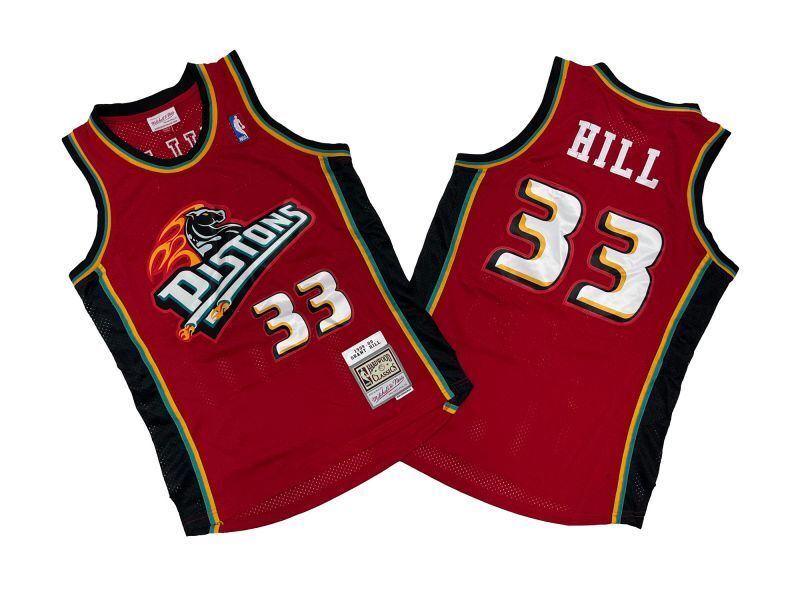 Detroit Pistons #33 Grant Hill Pistons 33 # Red 99-00 Season Mitchell Retro Jersey --. Hill Style 1