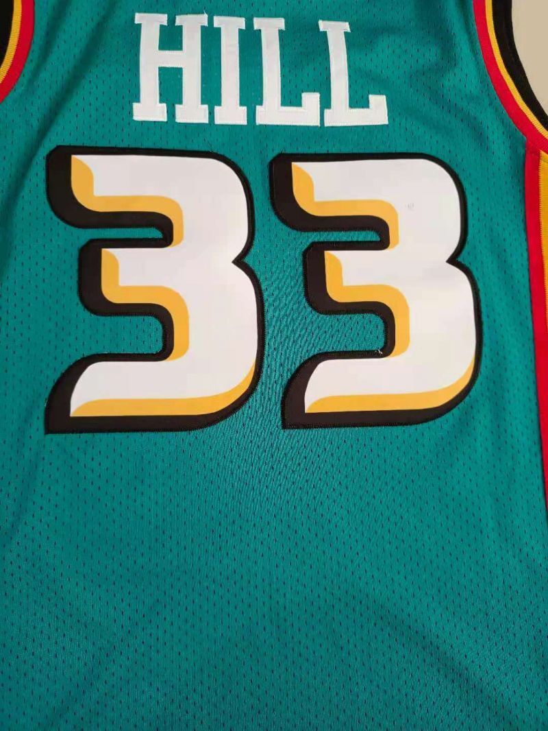 Detroit Pistons #33 Grant Hill Pistons 33# Green Hill Retro Jersey Style 2