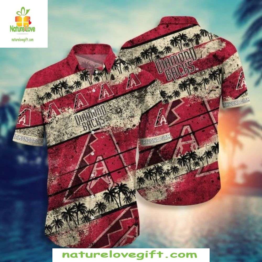 MLB Hawaiian Shirt Diamondbacks Palm Sunset Tropical Baseball Apparel