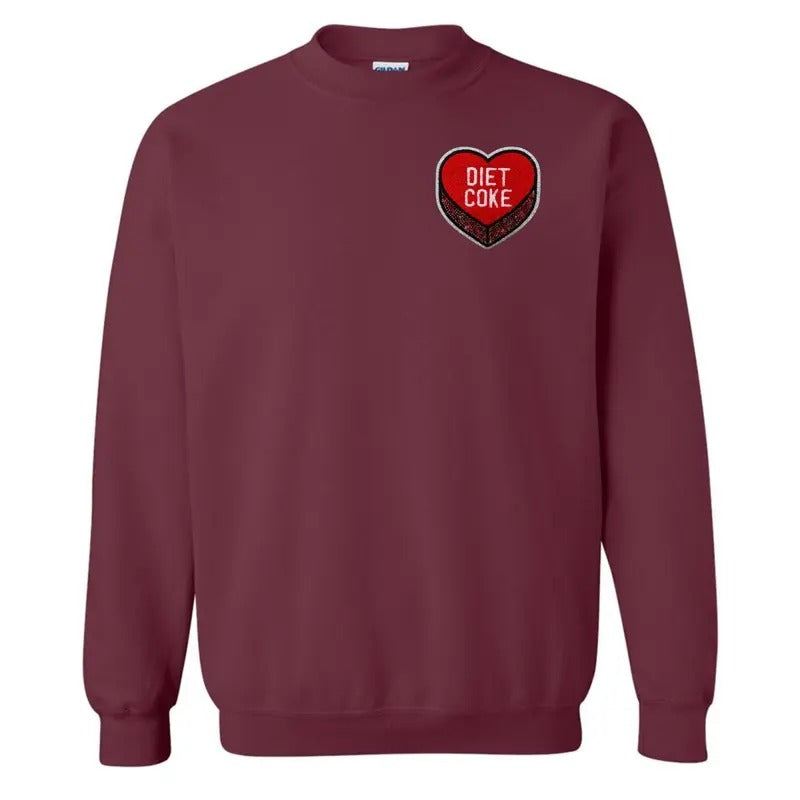 'Diet Coke Candy Heart' Letter Patch Crewneck Sweatshirt