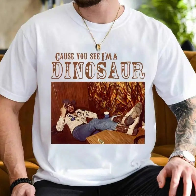 Dinosaur Hank Williams Jr. Bocephus Comfort Colors Western Southern Retro Boho Hippie Shirt Classic Outlaw Country Music Oversized Graphic