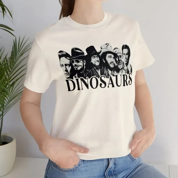 Dinosaurs Old Country Music Unisex Short Sleeve Tee Hoodie, Sweatshirt | InkThreadWorks.com