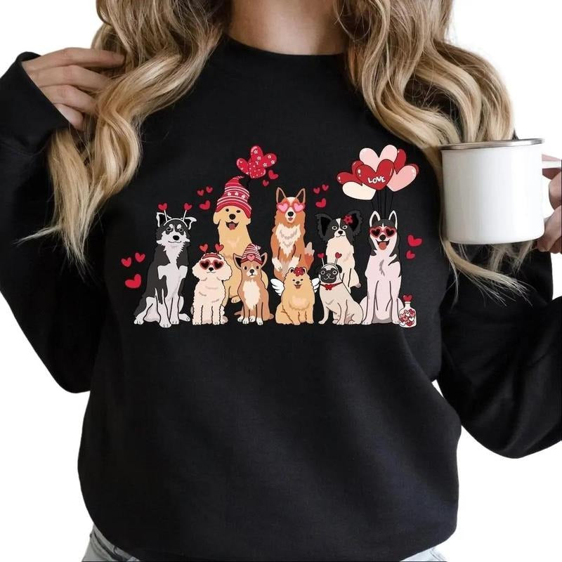 Dog Mama Sweatshirt, Valentine Lovely Dog Sweatshirt for Women T-Shirts, Hoodie | InkThreadWorks.com