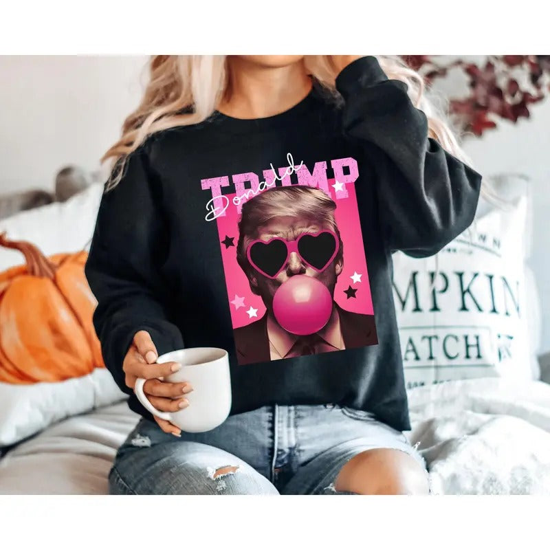 Donald Trump Sweatshirt Election Trump Shirt Trump Pink Sun Glasses Trump Bubble Gum Tshirt Bubblegum Trump Shirt Funny Trump Sweater
