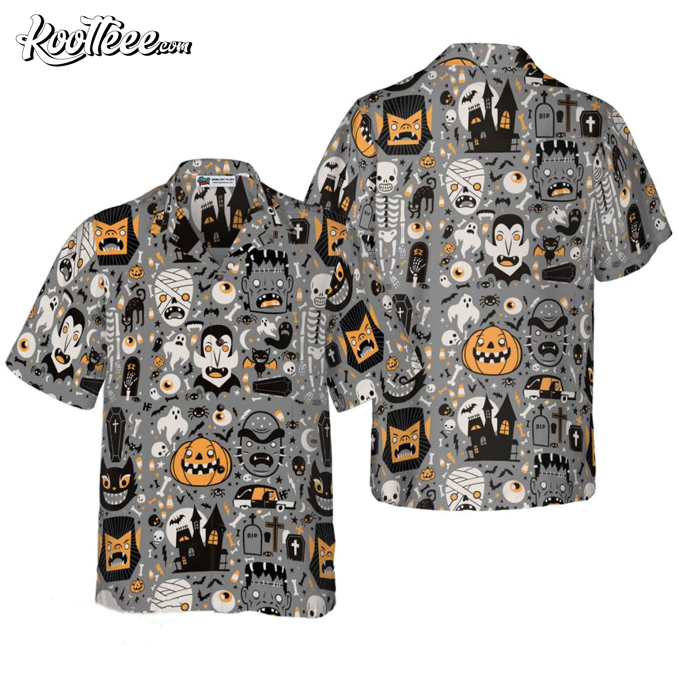 Doodle Pattern Happy Halloween Hawaiian Shirt