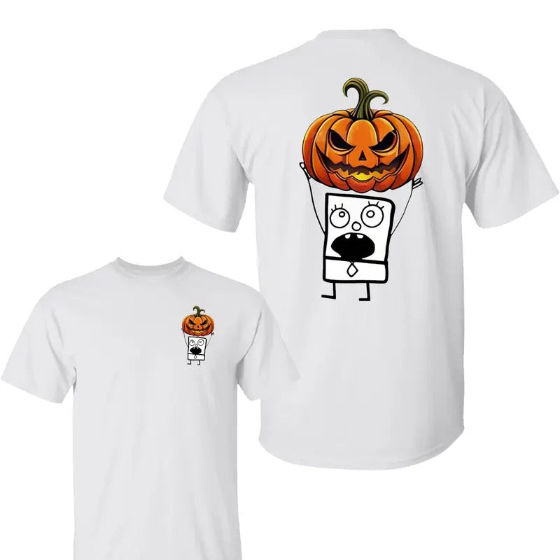 Doodlebob Pumpkin Patch Fall Essential Shirt, Halloween Shirt, Pumpkin Halloween Shirt, Unisex Classic Cotton Tee with 2 Sided Graphic Print in All Sizes, For Women, For Men