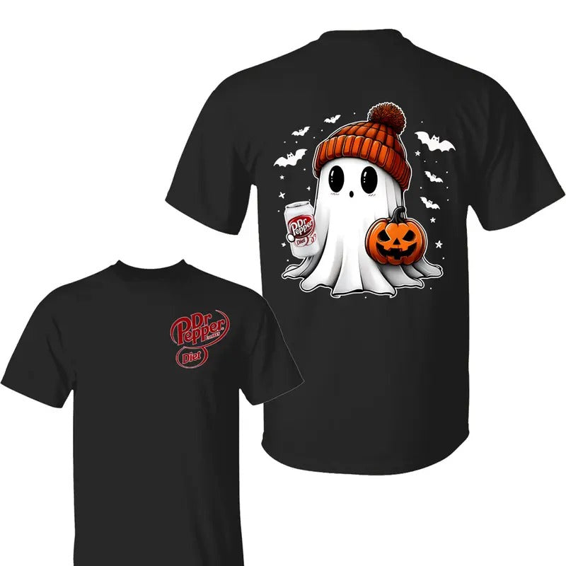 Dr Pepper Ghost Cute Halloween Shirt , Dr Pepper Sweatshirt, Halloween Shirt, Halloween Sweatshirt, Unisex Classic Cotton Tee with 2 Sided Graphic Print in All Sizes, For Women, For Men