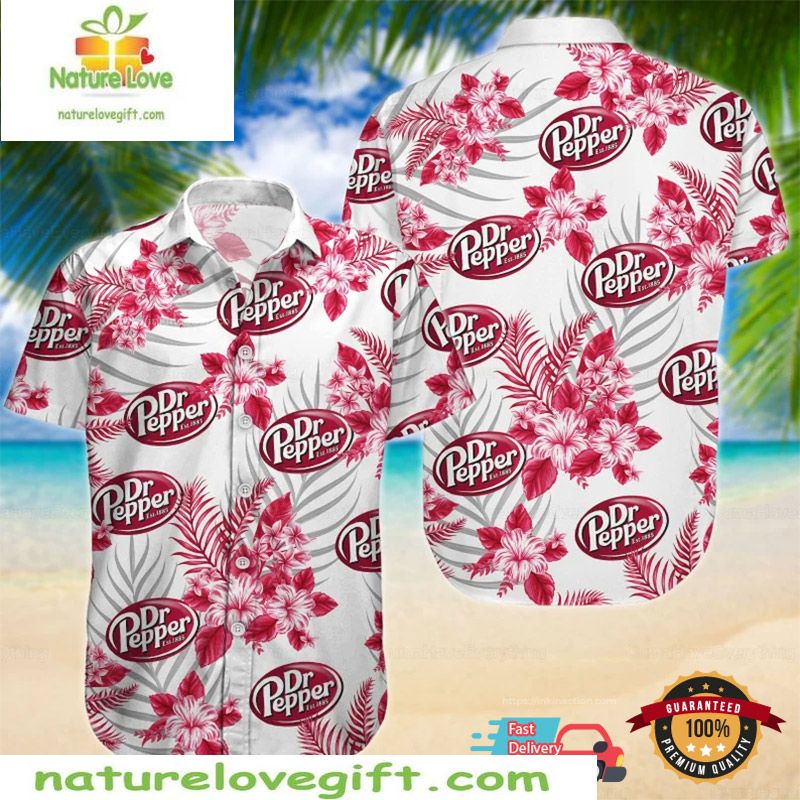 Dr Pepper Hawaiian Shirt Hibiscus Print