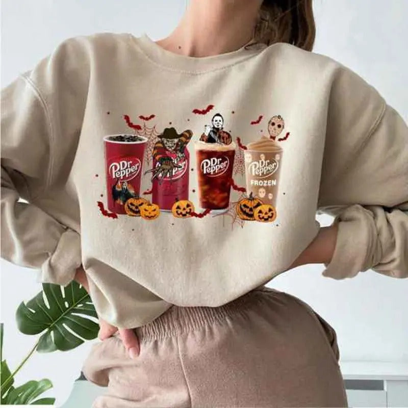 Dr Pepper Horror Halloween Unisex Sweatshirt, Spooky Season Dr.Pepper Sweatshirt Womenswear Check