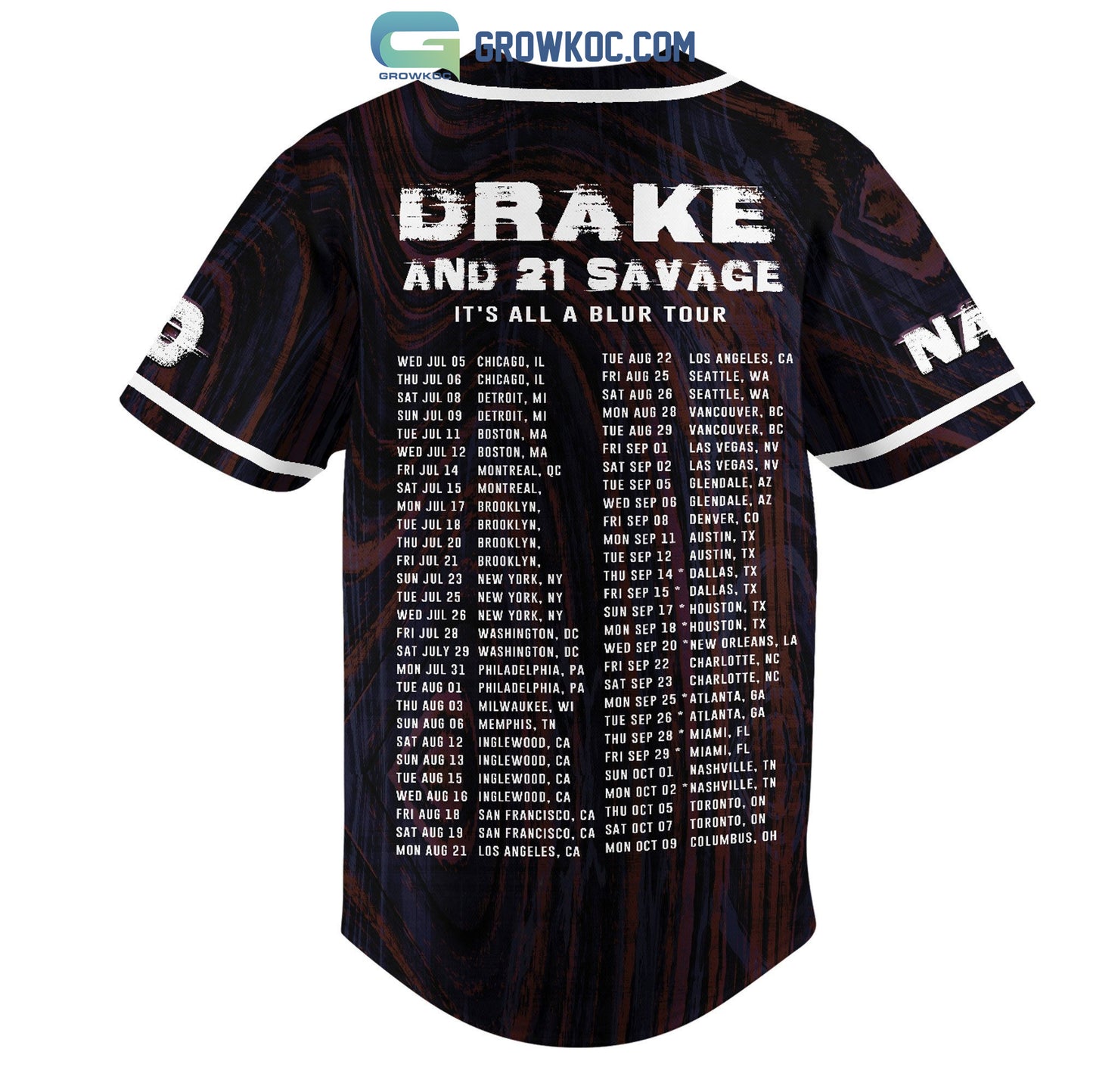 Drake And 21 Savage It’s All A Blur Tour Personalized Baseball Jersey