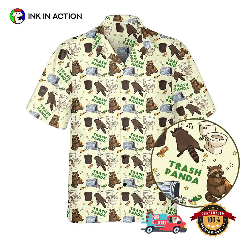 Drunk Raccoon Trash Panda Humor Hawaiian Shirt