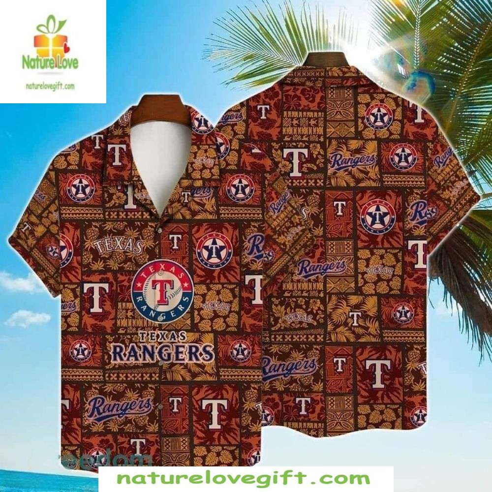 MLB Texas Rangers Hawaiian Shirt Tiki Aloha Baseball Apparel