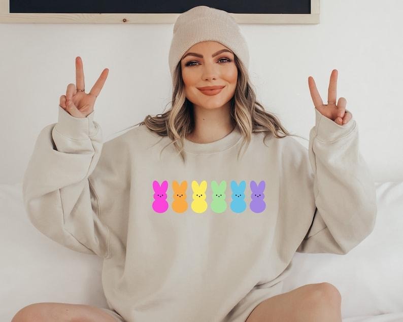 Easter Bunny Peeps Sweatshirt, Easter Shirt, Cute Easter Hoodie and Sweater; T-shirt | InkThreadWorks.com