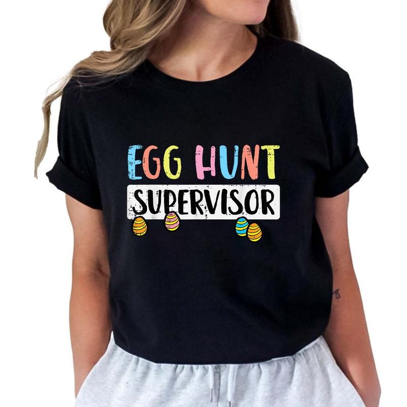 Easter Egg Hunt Supervisor Funny Shirt Pure Cotton Casual Street Style Crew Neck Short Sleeve T-Shirt Tops Trendy For...