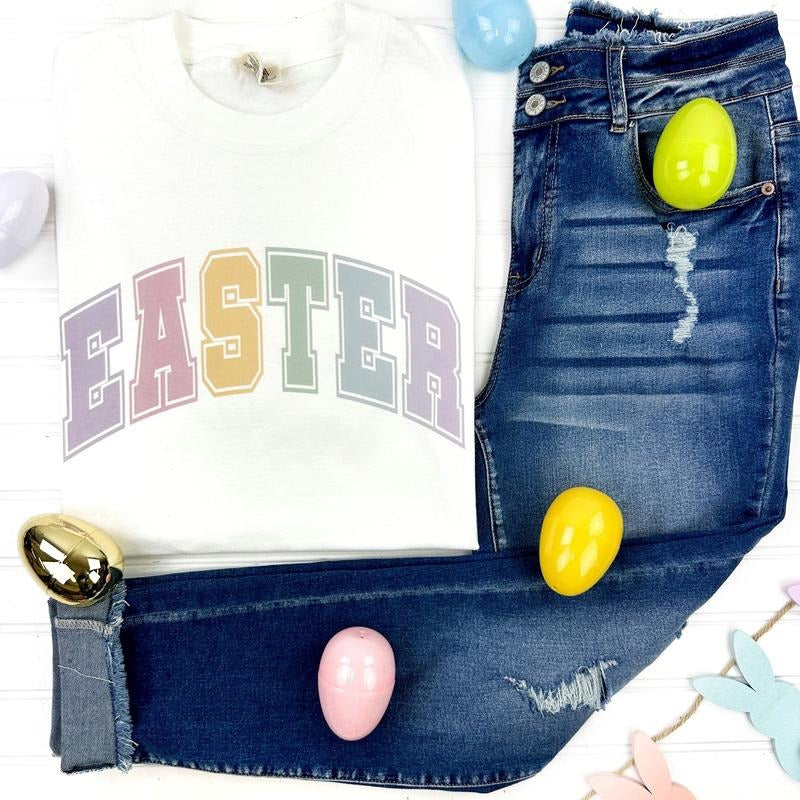 Easter Varsity Letter Comfort Color T-Shirt Hoodie, Sweatshirt | InkThreadWorks.com