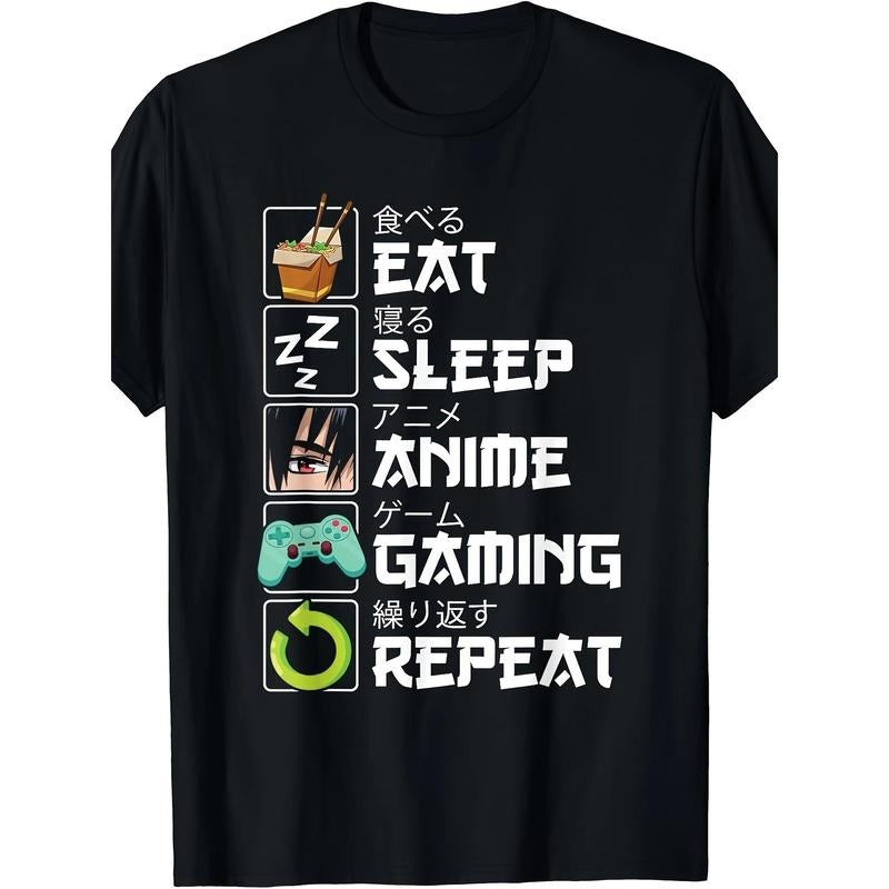 Eat and Sleep Anime Game Repeat Kawaii Otaku Anime Manga T-shirt Made in USA Hoodie, Sweatshirt | InkThreadWorks.com