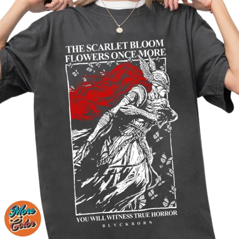 Elden Lord The Scarlet Bloom Flowers Once More Anime Shirts, Cotton Unisex T-shirt, Crew Neck, Size S- 3XL, Menswear Top, Womenswear Top Underwear Streetwear