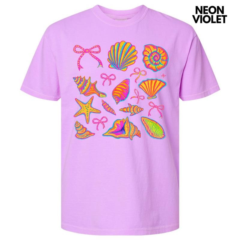 Electric Seashell Collage Comfort Colors T-Shirt 'NLB' Hoodie, Sweatshirt | InkThreadWorks.com