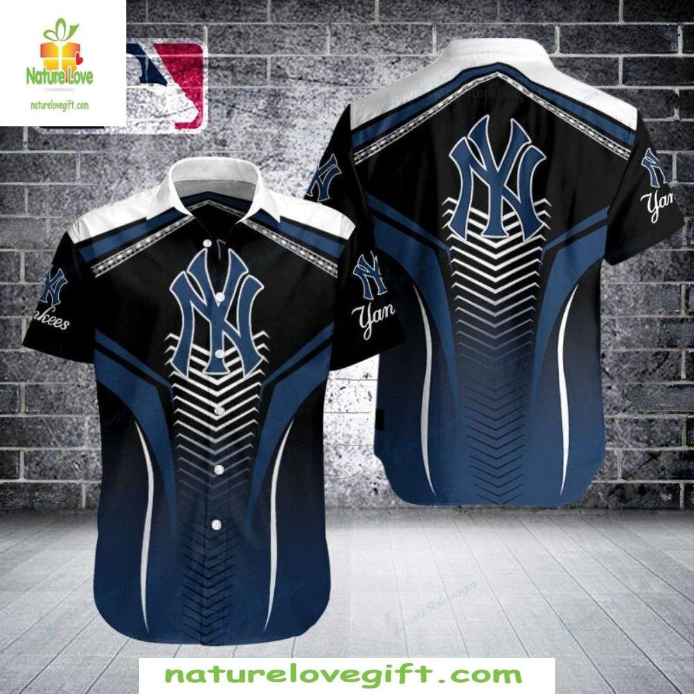 NY Yankees Hawaiian Shirt Elegant Stripes Aloha Baseball Apparel