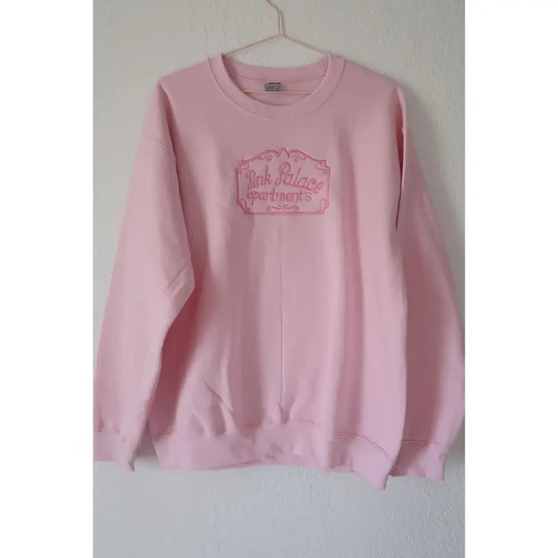 Embroidery Coraline Pink Palace Crewneck Sweatshirt, Coraline Movies Sweatshirt, Horror Coraline Movies Sweatshirt Hoodie