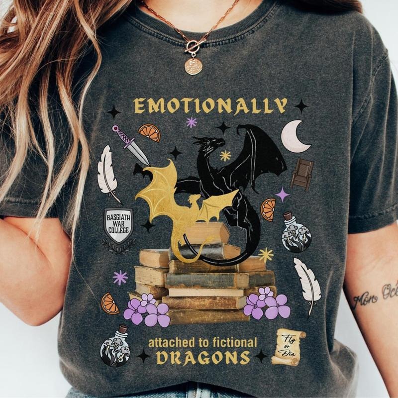 Emotionally Attached To Dragons Shirt, Fourth Wing Shirt, Basgiath War Tshirt, Violet Sorrengail, Bookish Tee, Xaden...
