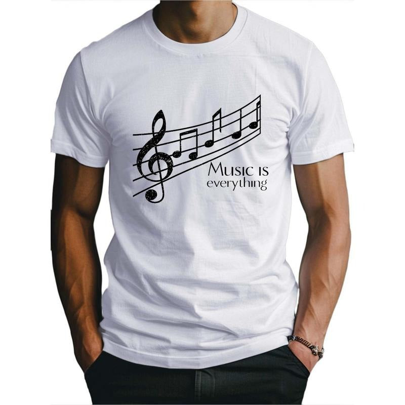 Employee music is everything, fit men's t-shirt, sweat wicking and freedom of movement, summer classic fashion T-shirt 100% cotton T-shirt Made in USA