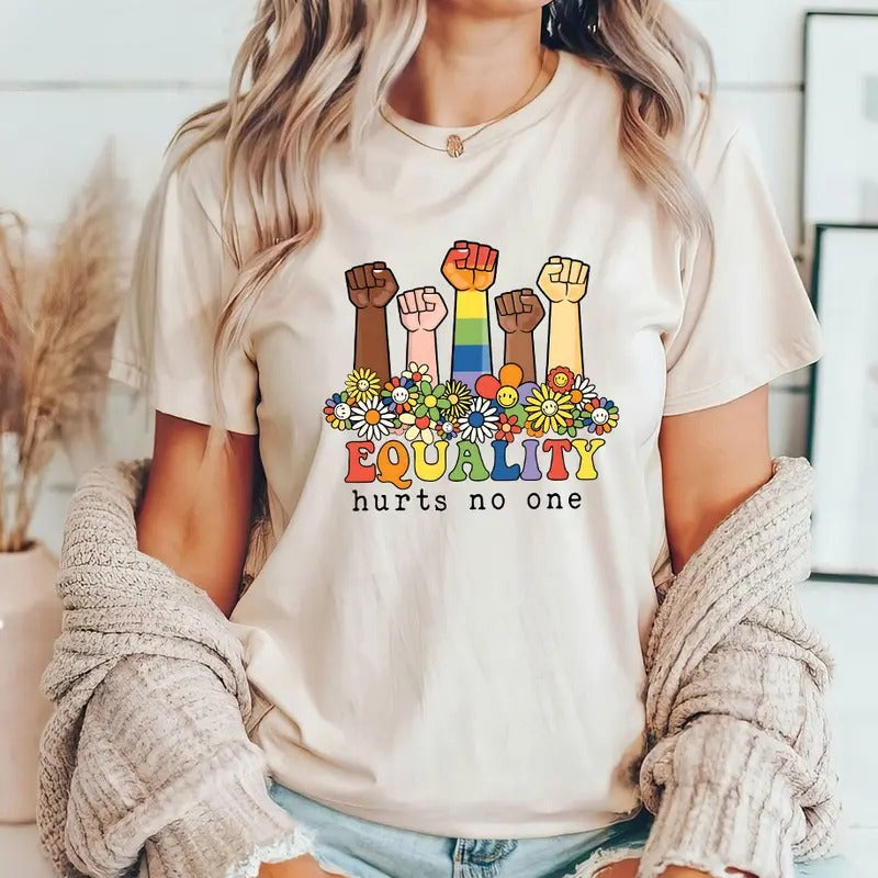 Equality Hurts No One Shirt, Black Lives Matter Shirt, Pride Shirt, Social Justice, Human Rights, Gay LGBT Shirt, Equality With Hand Shirt