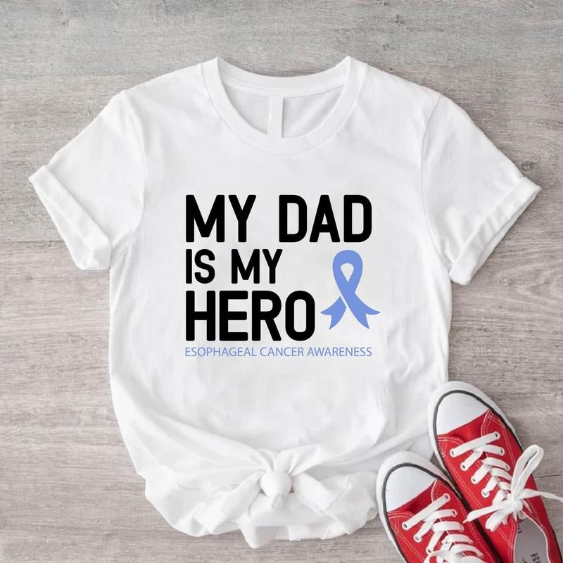 Esophageal Cancer Awareness Shirt, Periwinkle Ribbon T-shirt, Matching Family Support Tee, Warrior Gift Tee, Esophageal Fighter Shirt For Dad, Survivor Short Sleeve.