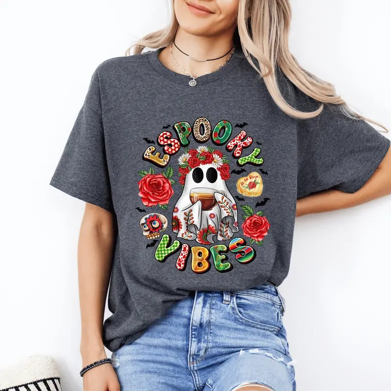 Espooky Vibes Casual Everyday Relaxed Halloween Unisex T-Shirt.