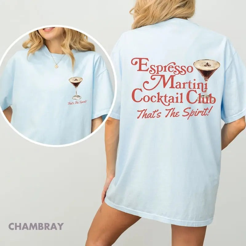 Espresso Martini Cocktail Club Shirt Old Money Aesthetic 2000s Clothing Retro Y2K Shirt 90s Nostalgia Downtown Girl Plus Size