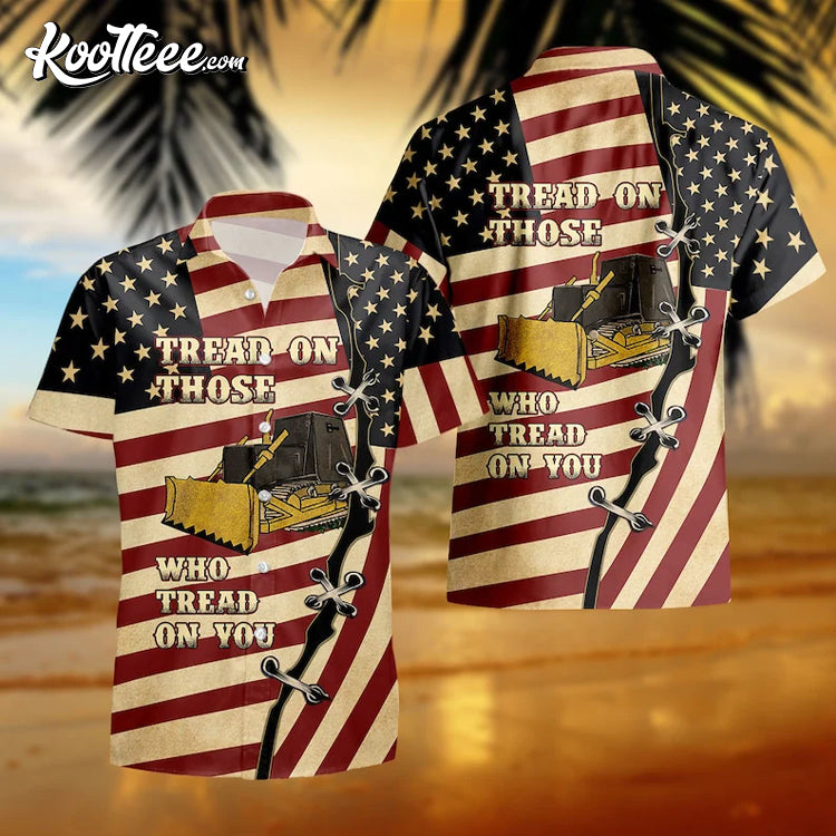 Excavator USA Flag Pattern 4th Of July Hawaiian Shirt