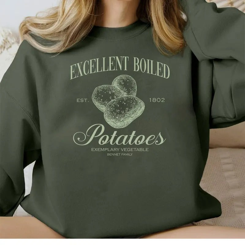 Excellent Boiled Potatoes Sweatshirt, Exemplary Vegetable TShirt,Funny Movie Meme Tee, Gift for Book Lovers, Classic Literature Quotes Shirt