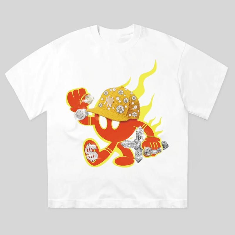 Exclusive Ip Little Fireman Print T-shirt First Publish, Vintage Graphic Tee, Football Shirt, Unisex Cotton Crewneck T-Shirt - Medium, Short Sleeve, Casual Streetwear Printed Tee