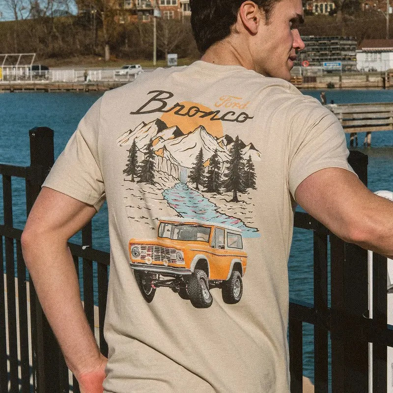 FORD BRONCO Mens Tee - Sand Classic Car Collection